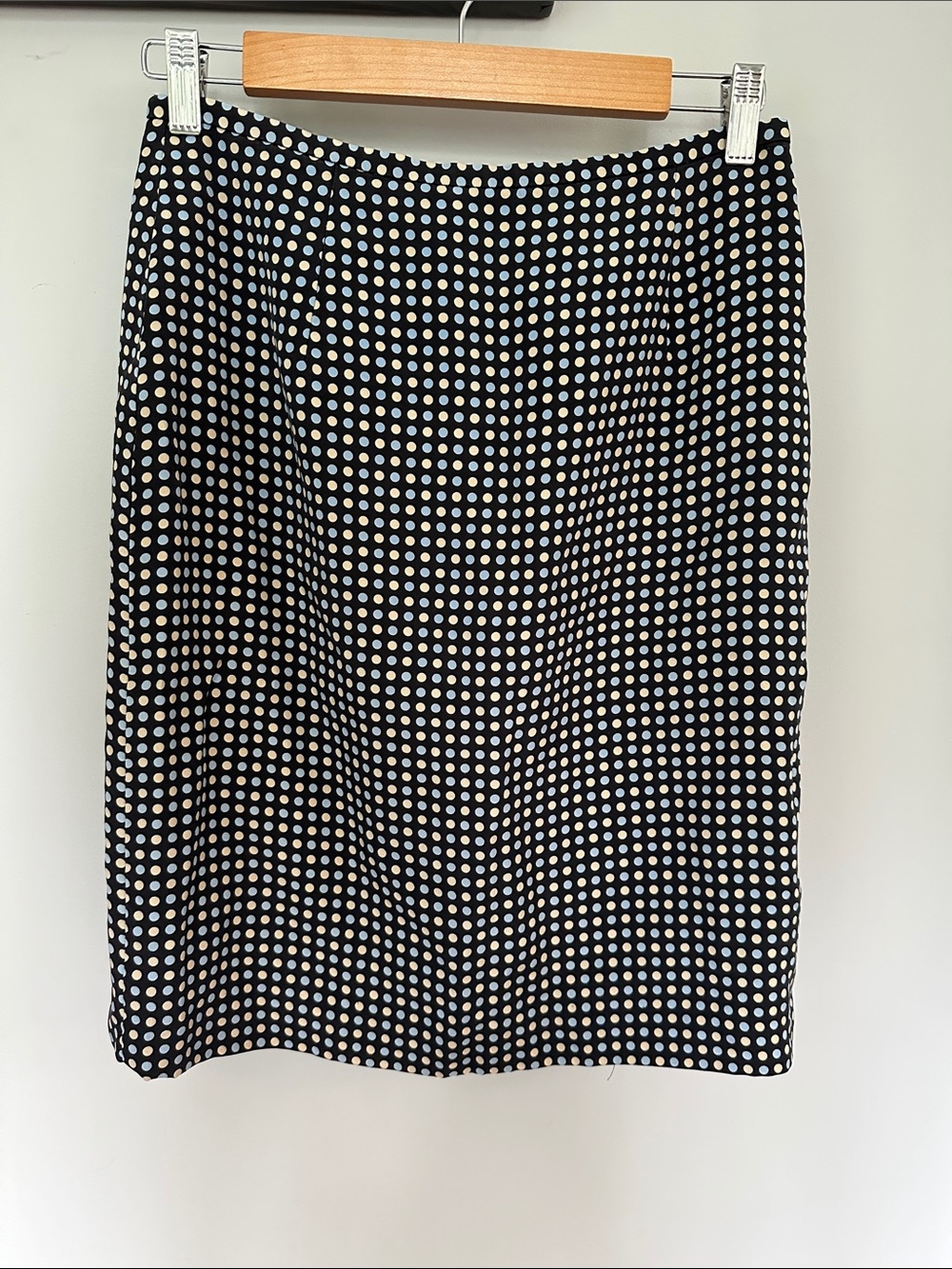 Vintage Ann Taylor 100% silk Black Polka Dot Pencil Skirt